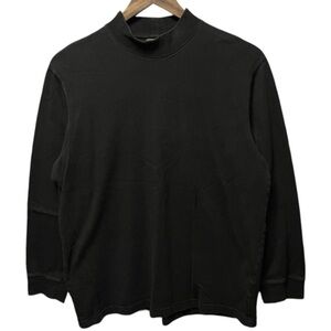 plain blank black Eddie Bauer long sleeve longer neck crewneck casual shirt